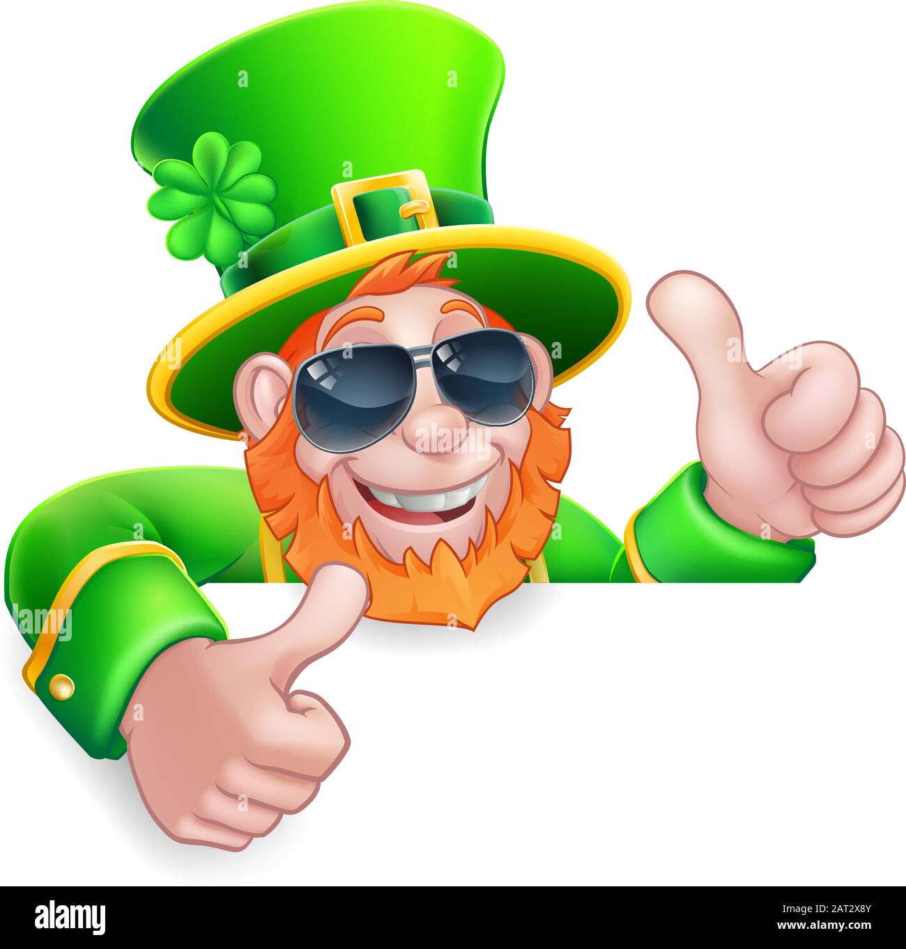 Leprechaun St Patricks Day Cartoon Sonnenbrille Schild Stock Vektor