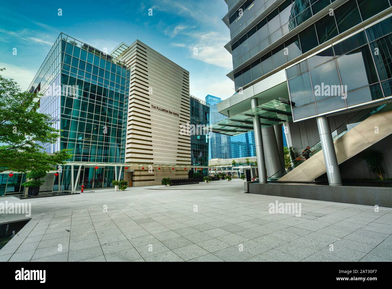 Singapur. Januar 2020. Ein detaillierter Blick auf die moderne Architektur in der Innenstadt Stockfoto