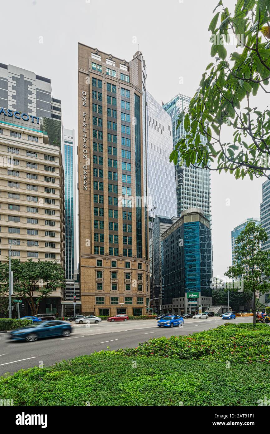 Singapur. Januar 2020. Der Verkehr auf der Innenstadt Stockfoto