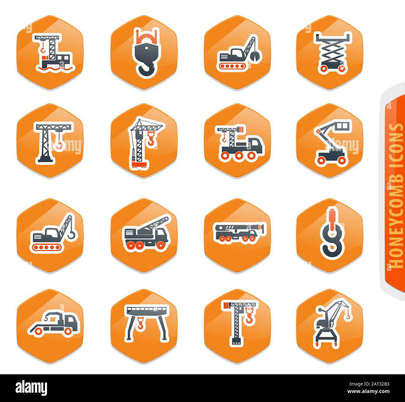 Kran und Lifing Maschinen Icon Set Stock Vektor