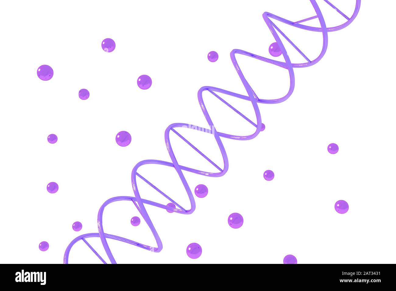 3D-Rendering der DNA-Struktur (Desoxyribonukleinsäure), 3D-Abbildung. Stockfoto