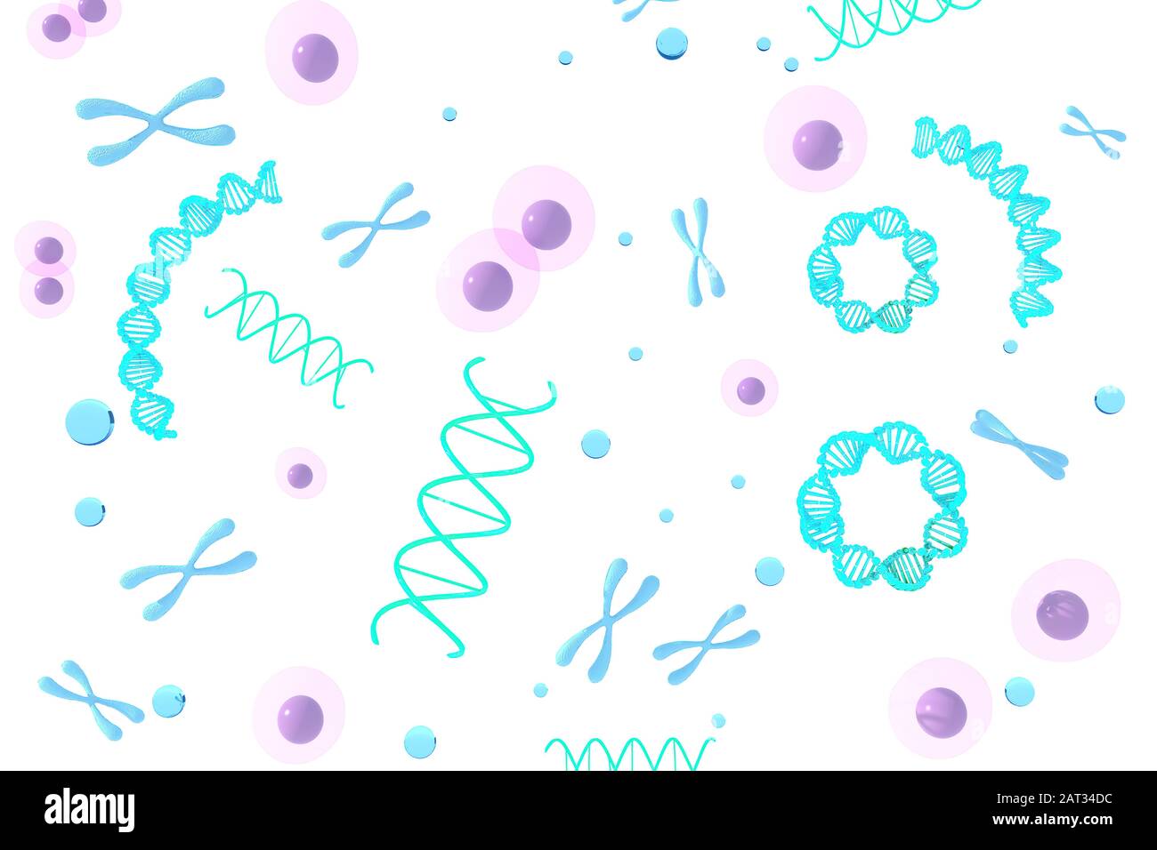 3D-Rendering von Chromosom Abstract wissenschaftlicher Hintergrund, 3D-Abbildung. Stockfoto