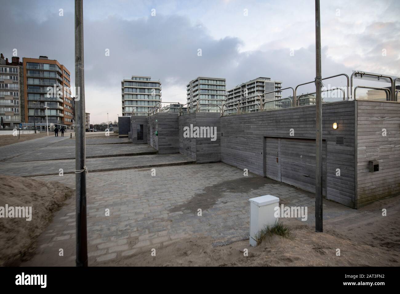 De Panne Küstenstadt an der Nordseeküste der belgischen Provinz Westflandern, wo es vor kurzem ein Vorgehen gegen den Menschenhandel gegeben hat. Stockfoto