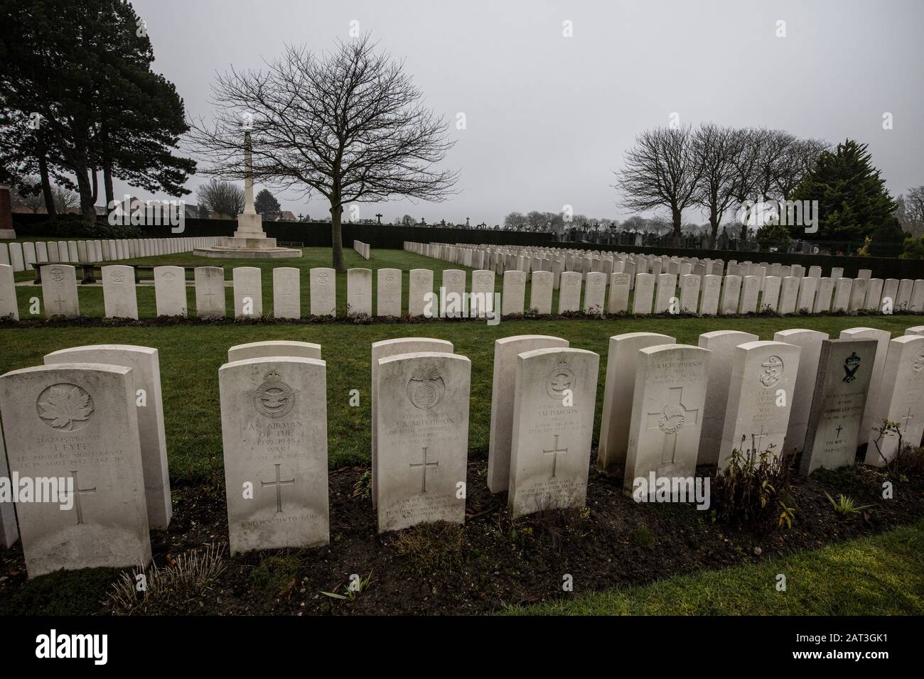 Dunkirk war Cemetery, der britische Kriegsgräben der British Expeditionary Force umfasst, während Der Operation Dynamo Evakuierung von Dünkirchen verlorene Soldaten. Stockfoto