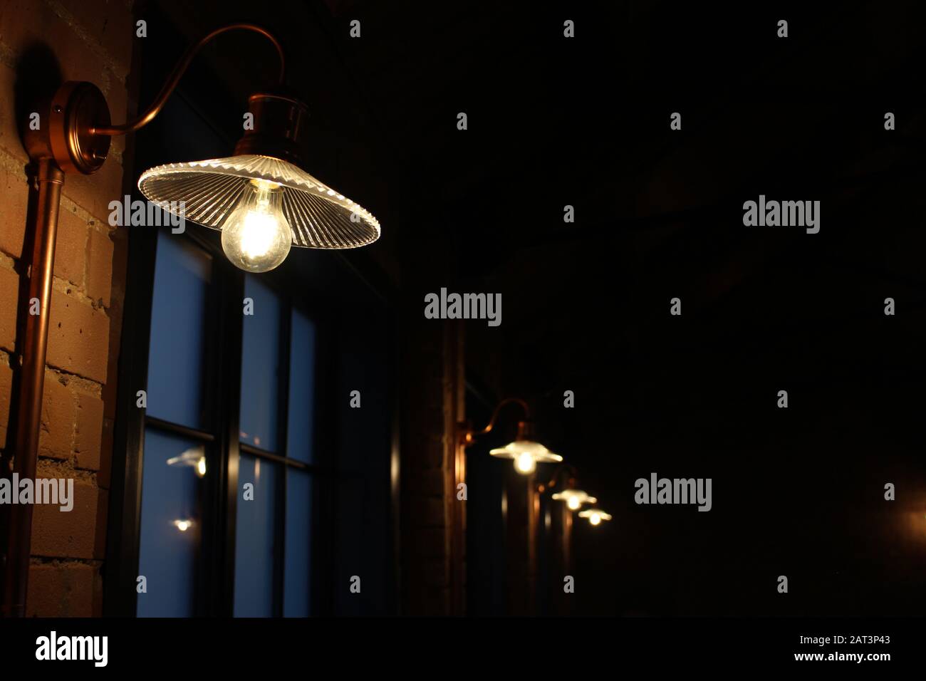 Industrielle Wandleuchten Stockfoto