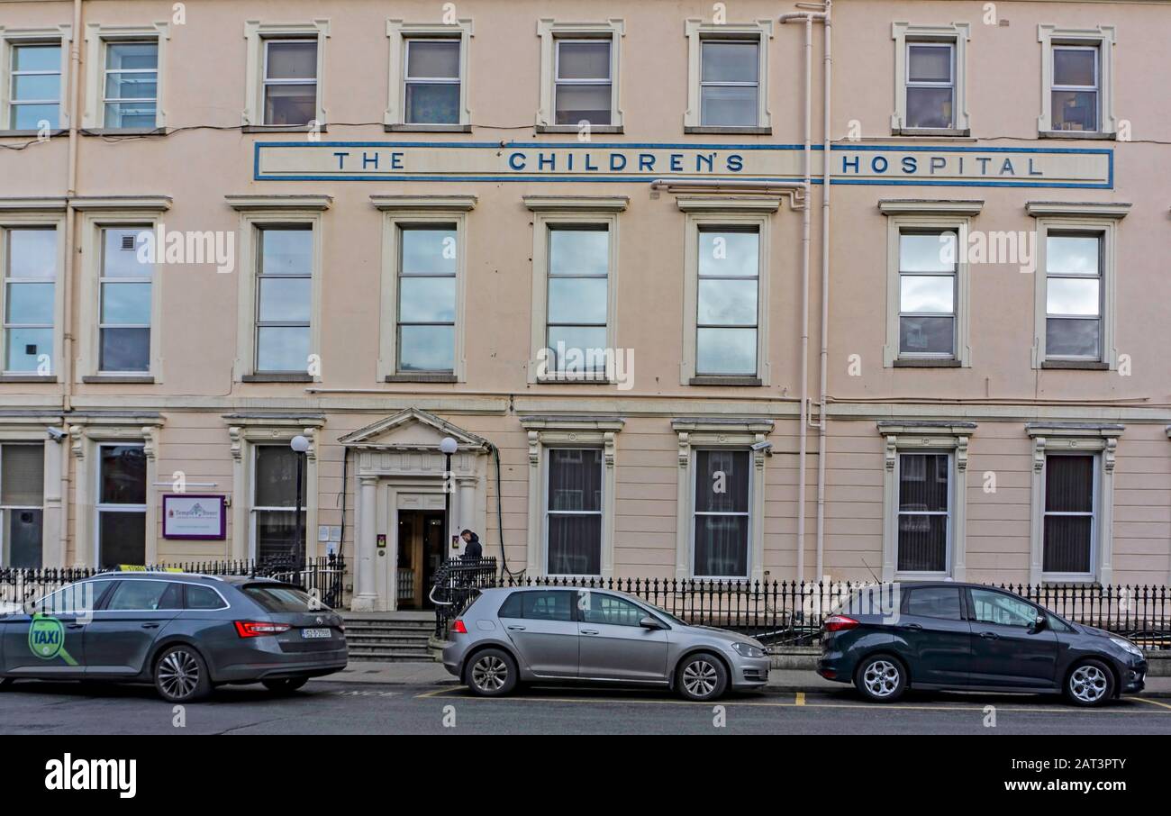 Temple Street Children's University Hospital in Temple Street, North Dublin, einem Lehrkrankenhaus des University College Dublin. Stockfoto