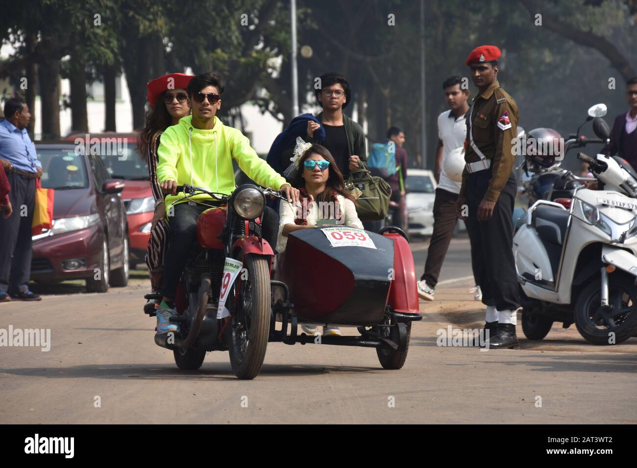 1938 BSA-Motorrad-Beiwagen mit 500-ccm-1-Zylindermotor. Indien WBN 7056. Stockfoto