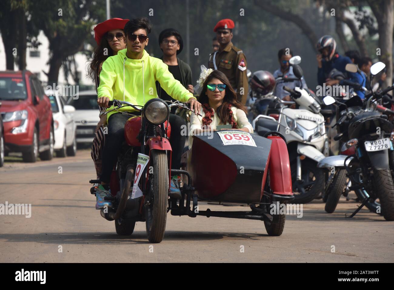 1938 BSA-Motorrad-Beiwagen mit 500-ccm-1-Zylindermotor. Indien WBN 7056. Stockfoto