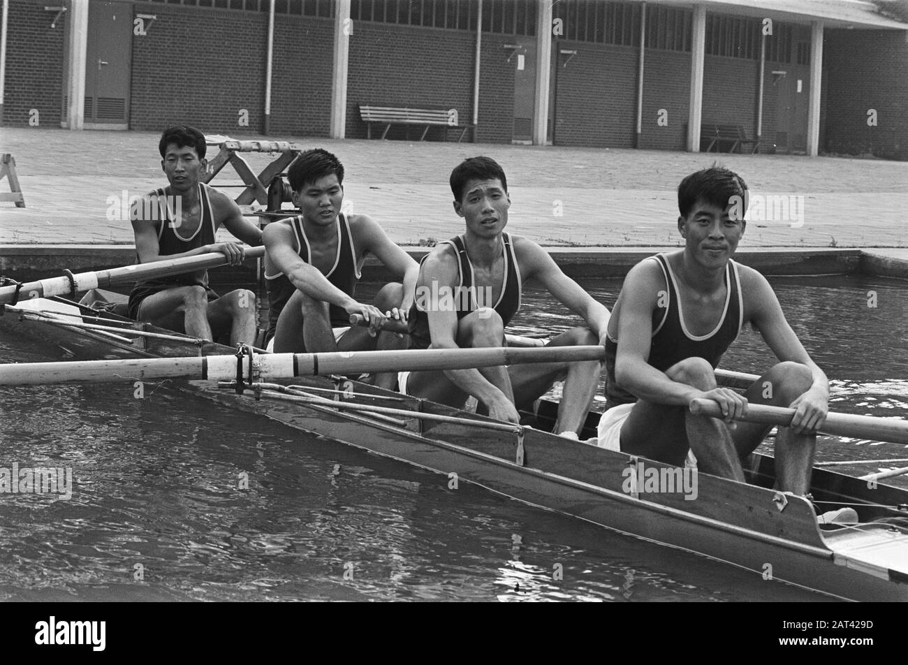 Im Zusammenhang mit dem WM-Rudern in Bosbaan vier ohne Kumpel in der Lichtklasse aus der Volksrepublik China Datum: 15. August 1977 Standort: Amsterdamse Forest, Bosbaan, China Schlagwörter: Rudern Stockfoto