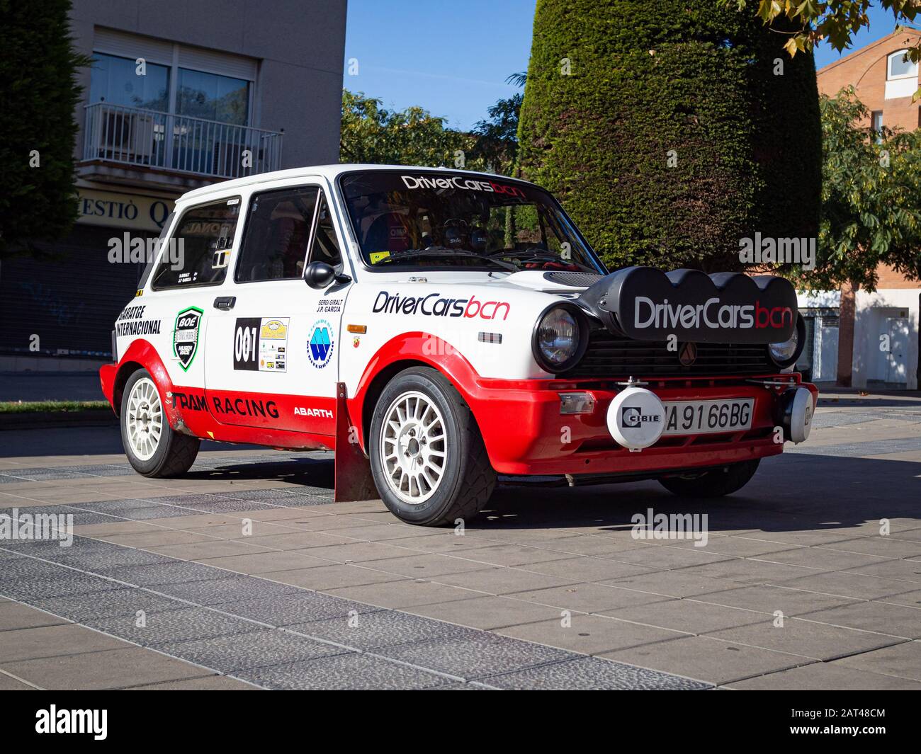 Montmelo, SPANIEN - 30. NOVEMBER 2019: 1982 Autobianchi A112 Abarth (Lancia A112), Sechste Serie, Rallye-Auto Stockfoto