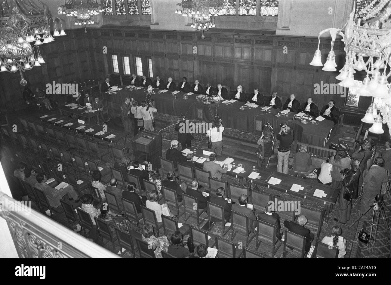 Internationaler Gerichtshof in den Haag Urteil über die Klage Australiens wegen französischer Atomtests, Überblick Datum: 22. Juni 1973 Standort: Den Haag, Zuid-Holland Schlüsselwörter: Justiz , Übersichten, Aussagen Stockfoto