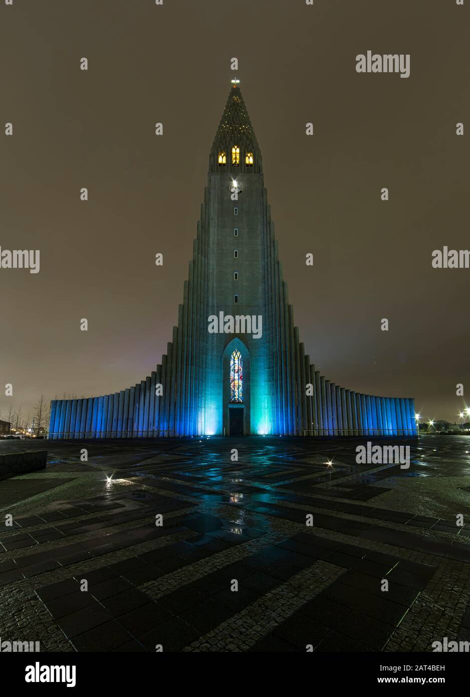 Hallgrímskirkja ist eine Kirche in Reykjavík, Island. Stockfoto