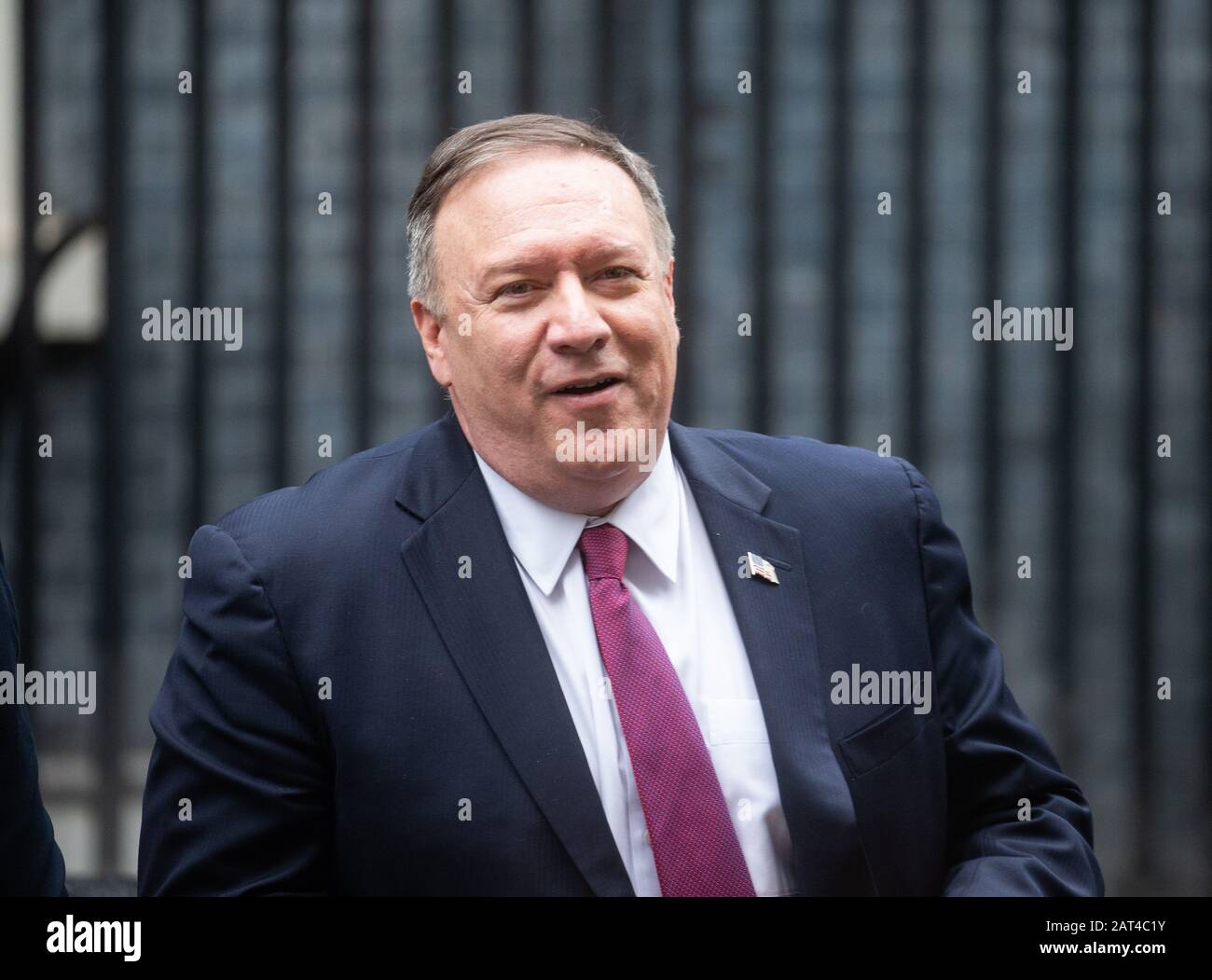 London, Großbritannien. Januar 2020. Der US-Außenminister Mike Pompeo kommt in der Downing Street zu Gesprächen mit dem britischen Premierminister Boris Johnson an. Kredit: Tommy London/Alamy Live News Stockfoto