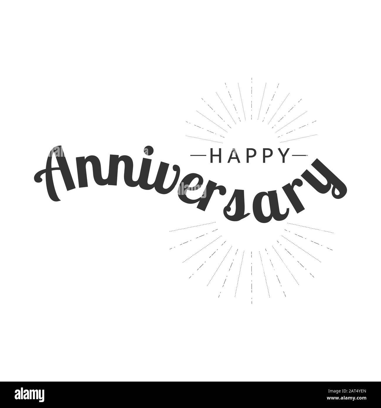 Schriftzug "Happy Anniversary" in schwarz. Typografie Jahrestag Logo Design Vorlage Vektor Stock Vektor