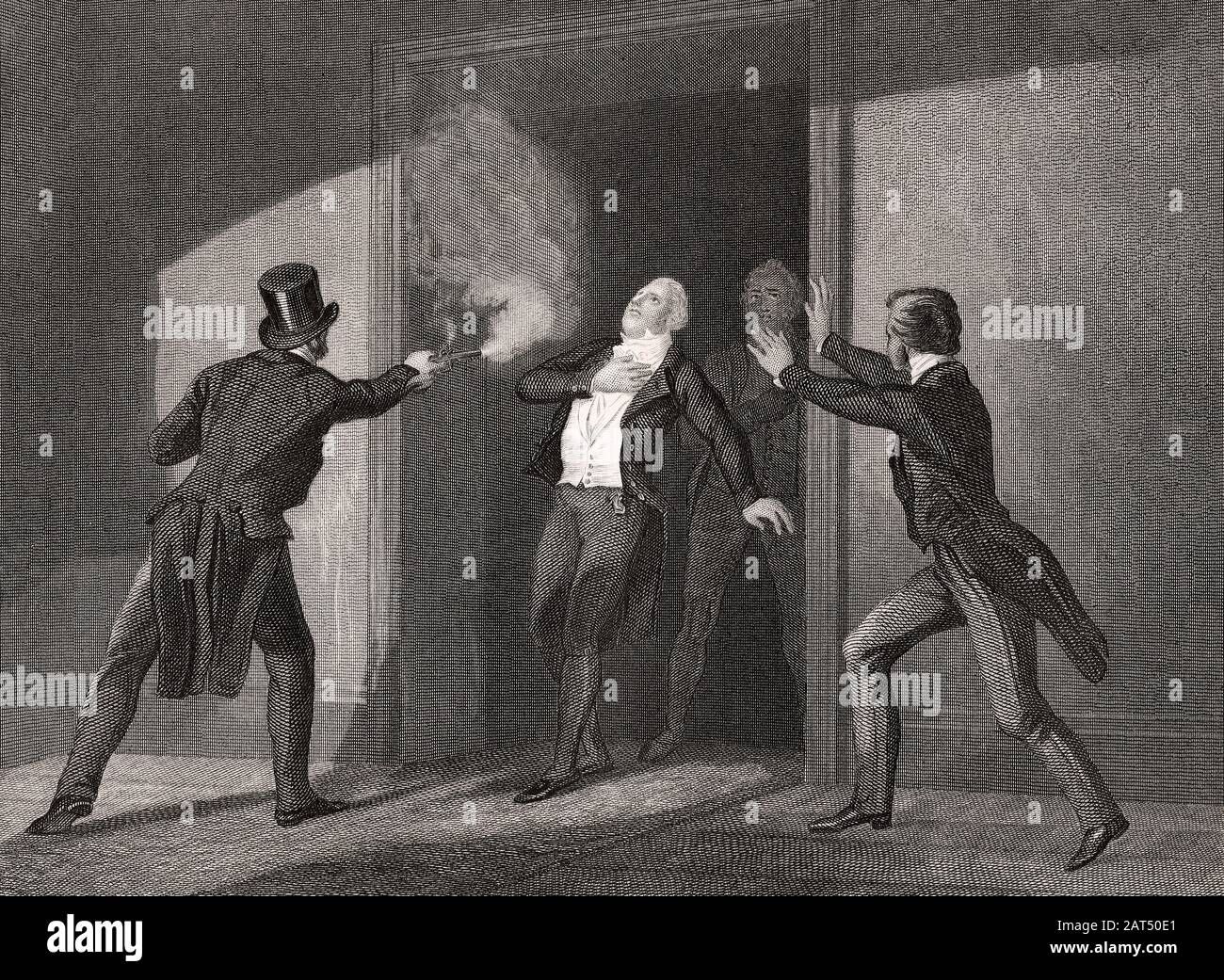 Mord an Spencer Perceval, Premierminister des Vereinigten Königreichs, 11. Mai 1812 Stockfoto