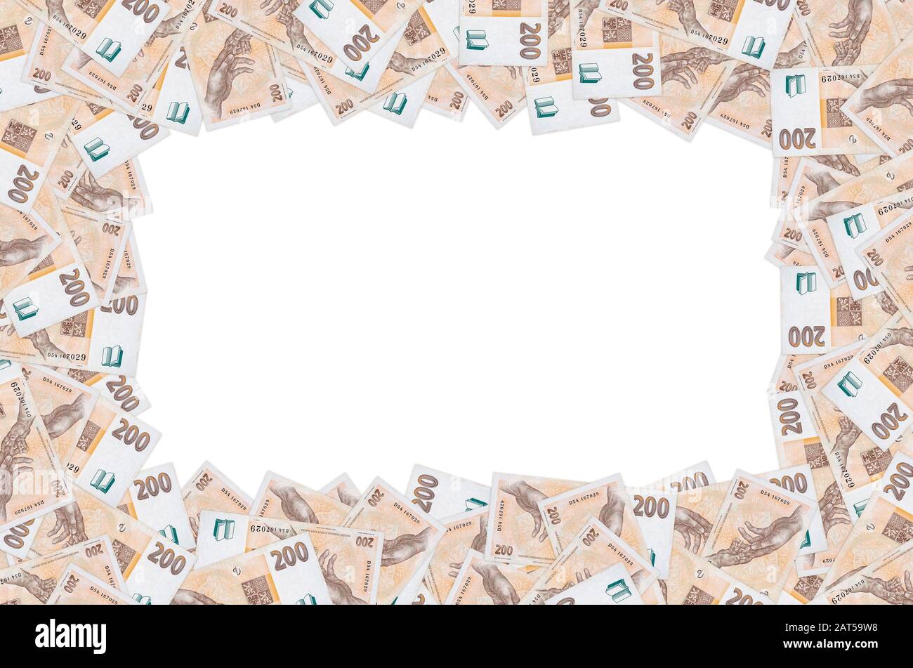 Tschechische Republik 200 Korun 1998 Bank Note Close up Bill Pattern. Zweihundert Crones Stockfoto