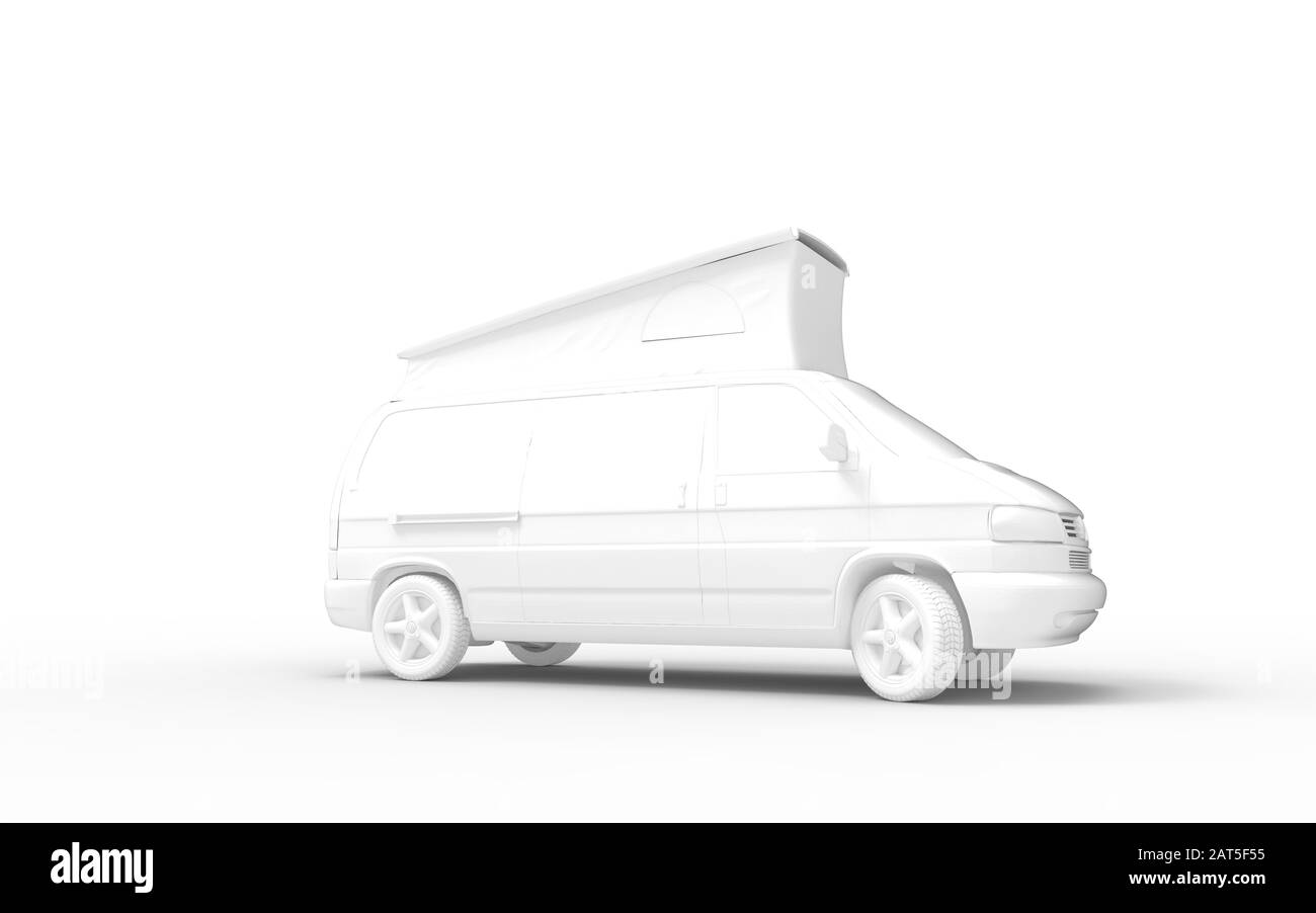 3D-Rendering eines Wohnmobils mit Klappdach isoliert Stockfoto