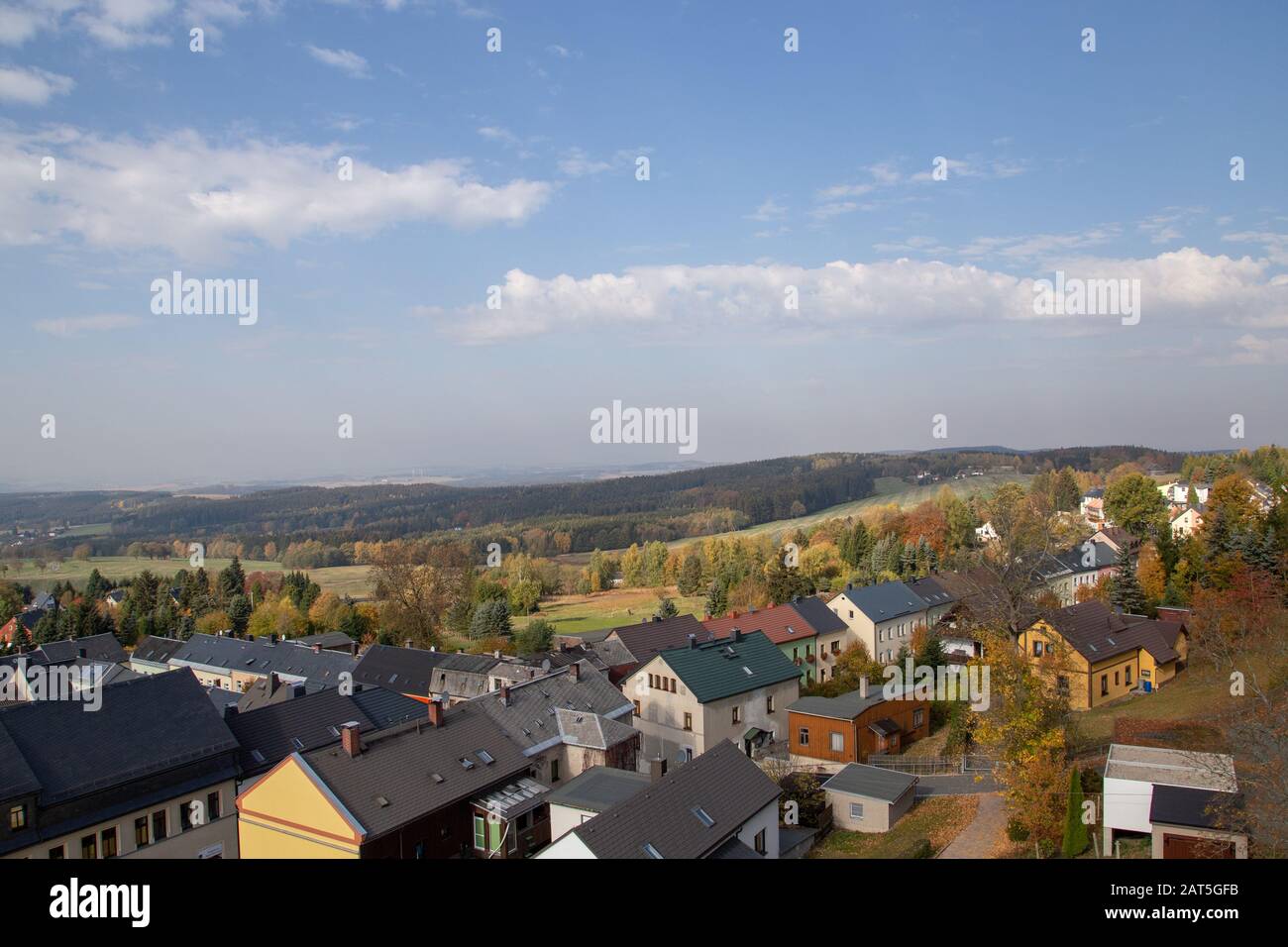 Die kleine Stadt Schöneck im Vogtland in sachsen Stockfoto