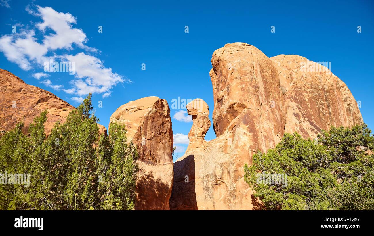 Felsformationen im Arches-Nationalpark, Utah, USA. Stockfoto