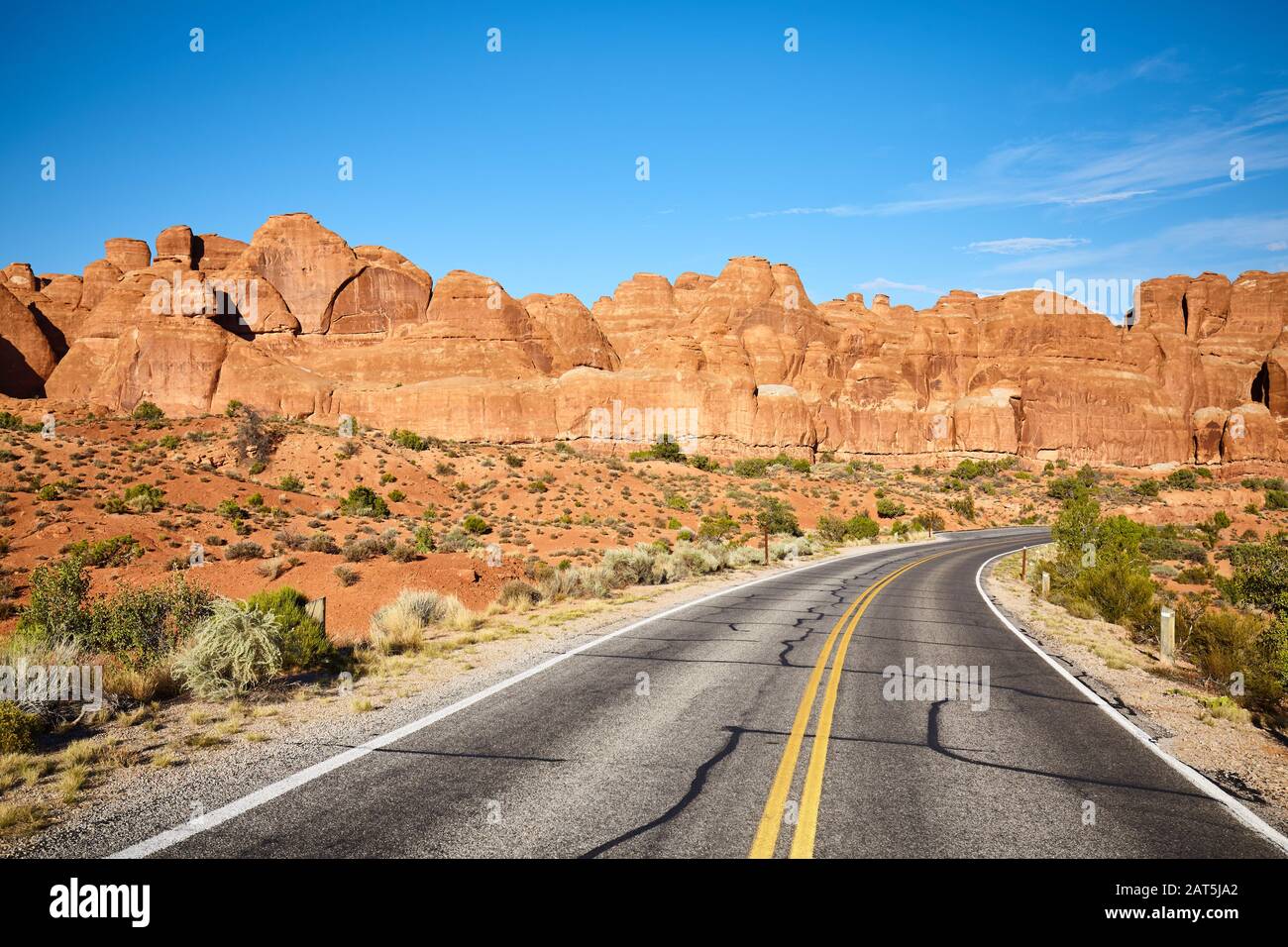 Panoramastraße im Arches-Nationalpark, Utah, USA. Stockfoto