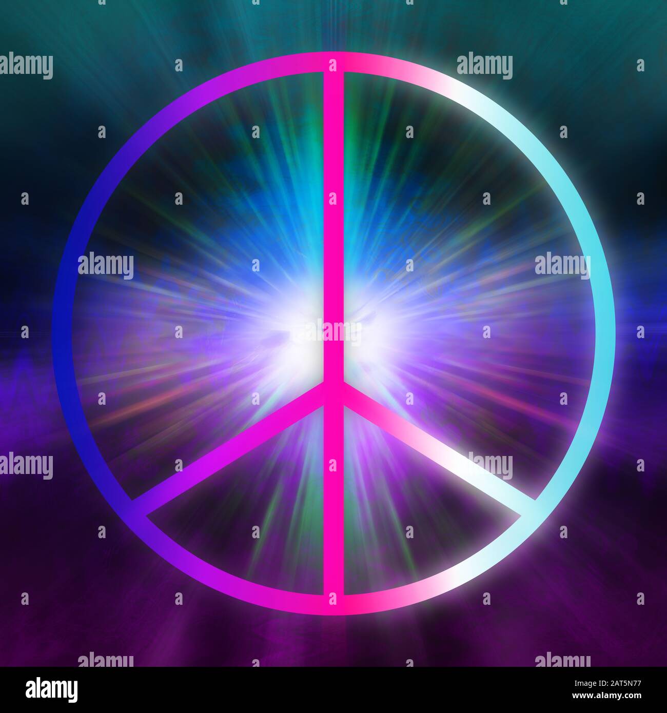 Ein abstraktes psychedelisches Friedenszeichen Hintergrundbild. Stockfoto