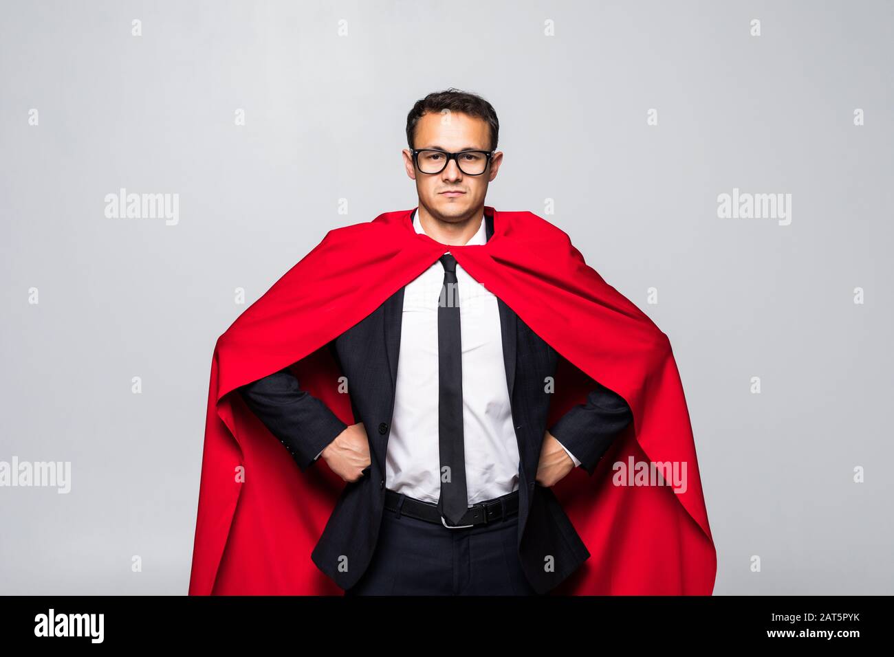 Superman auf dem weißen Hintergrund isoliert Stockfoto