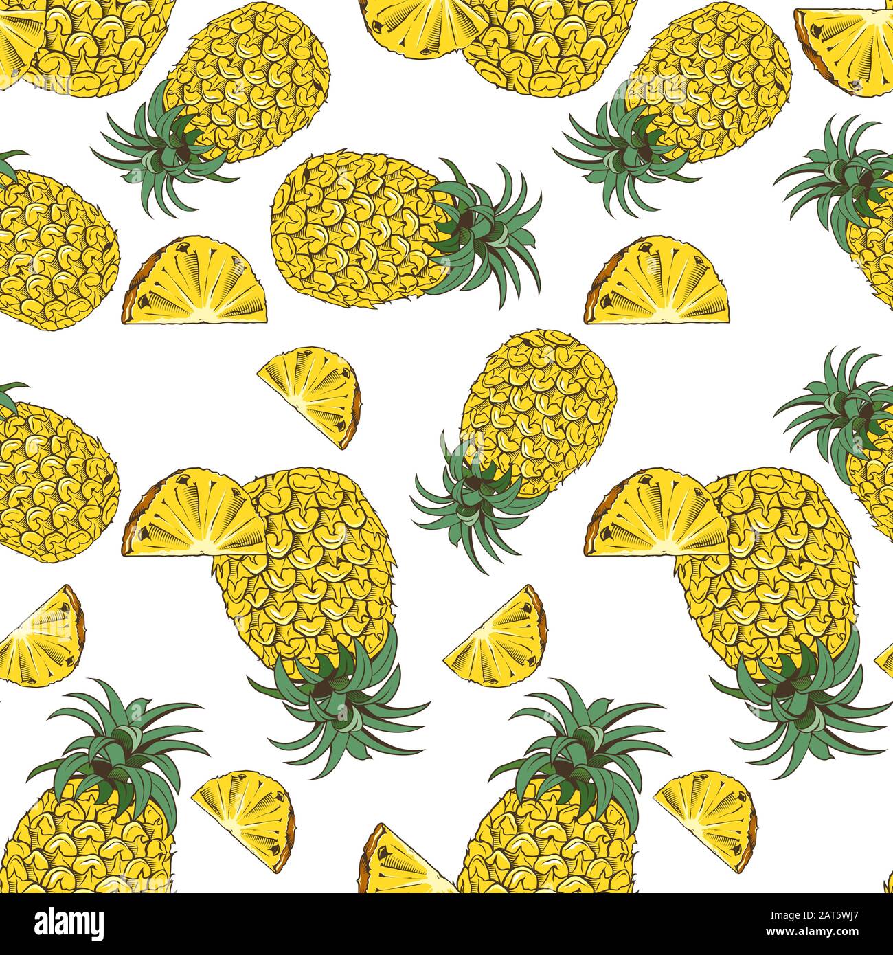 Farbiges Nahtloses Muster mit Ananas im Vintage-Stil Stock Vektor