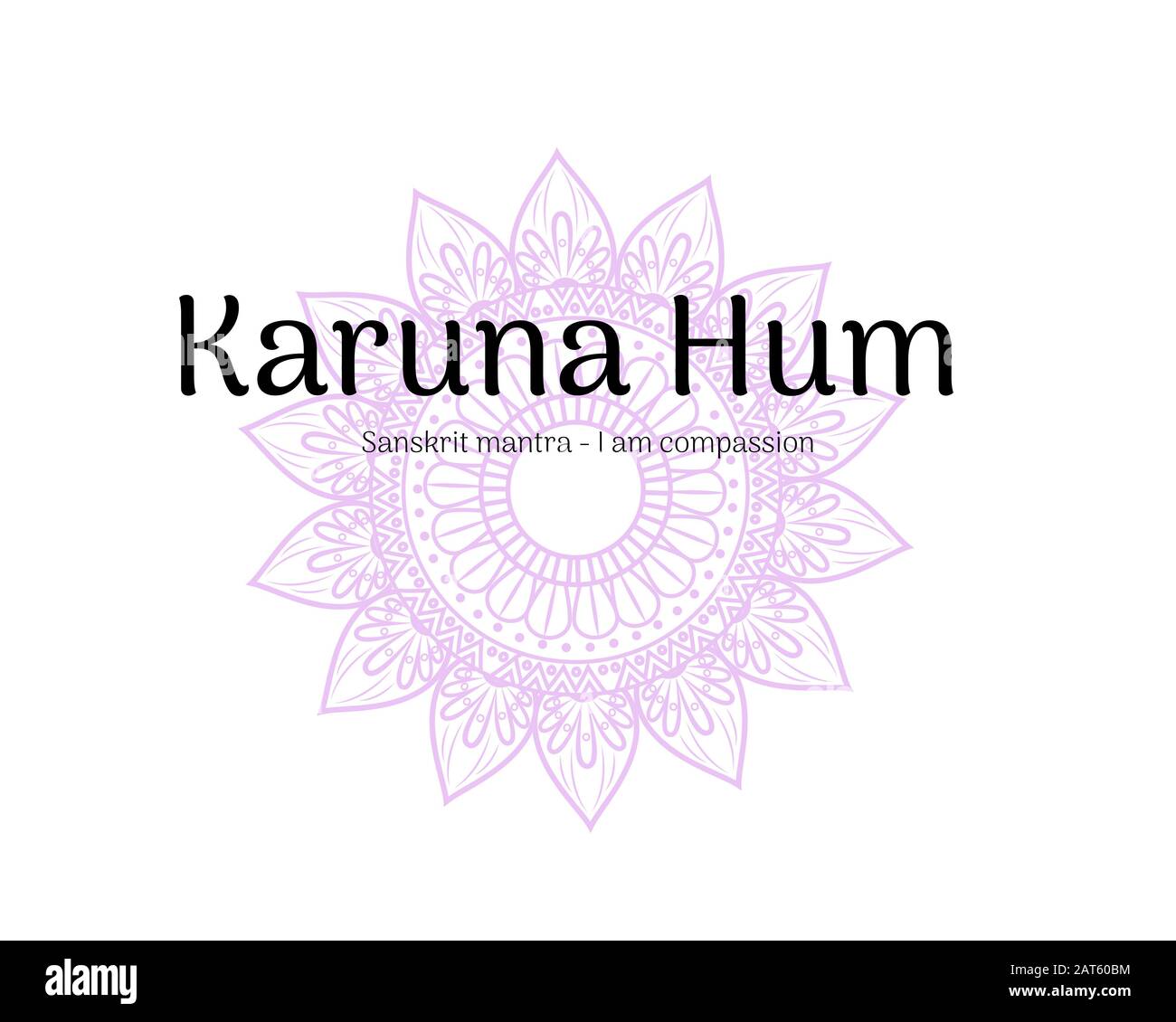 Karuna Hum Sanskrit-Mantra, das übersetzt "Ich bin Mitleid" oder "Mitleid ist meine wahre Natur." Stockfoto