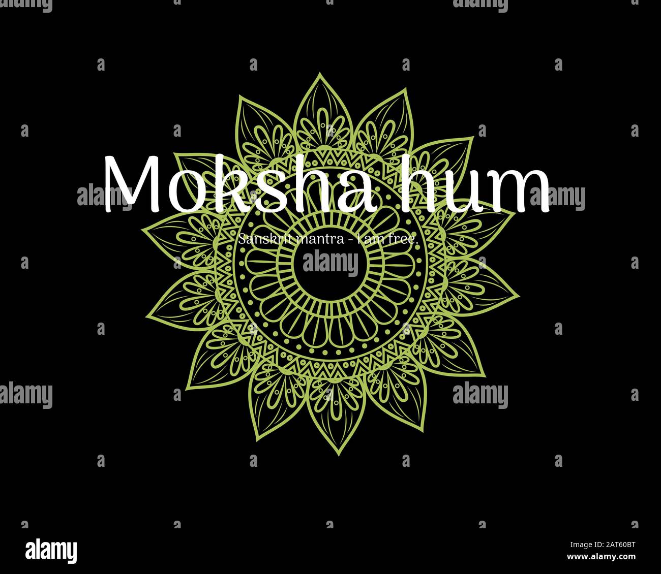 Hinduismus, Glaube, Meditation, Frieden, Moksha Hum Sanskrit Mantra, was übersetzt "Ich bin frei" bedeutet. Stockfoto