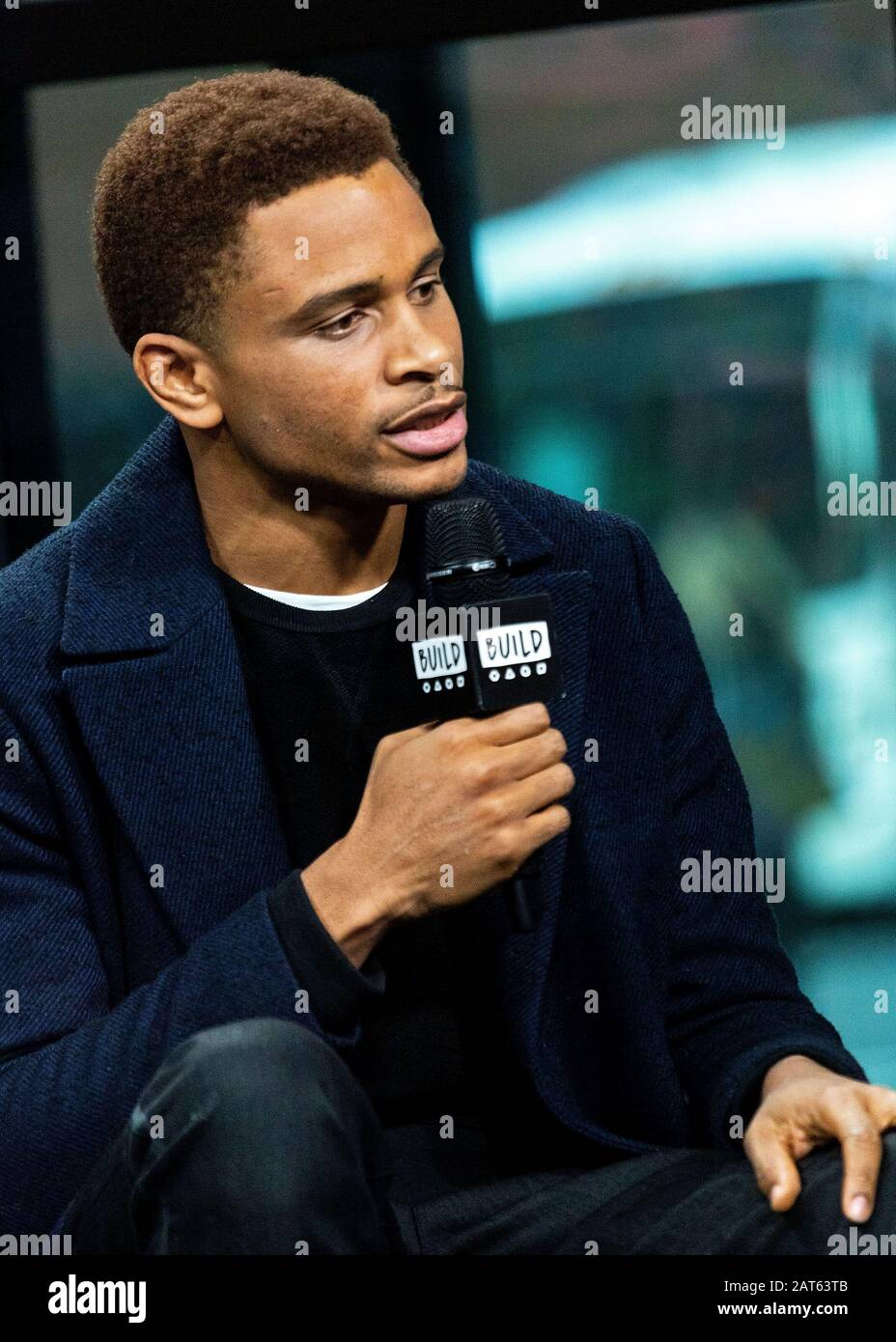 New York, NY, USA. Januar 2020. Nnamdi Asomugha besucht die BUILD Speaker Series, um das neue Broadway-Stück "A Soldier's Play" im BUILD Studio zu diskutieren. Kredit: Steve Mack/Alamy Live News Stockfoto