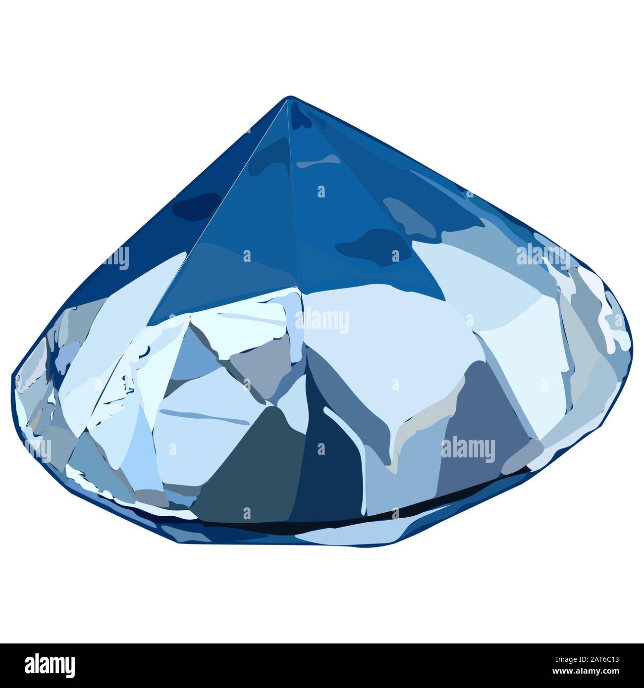 Diamant mit abstrakten Mustern in Blautönen auf weißem Hintergrund. Stockfoto
