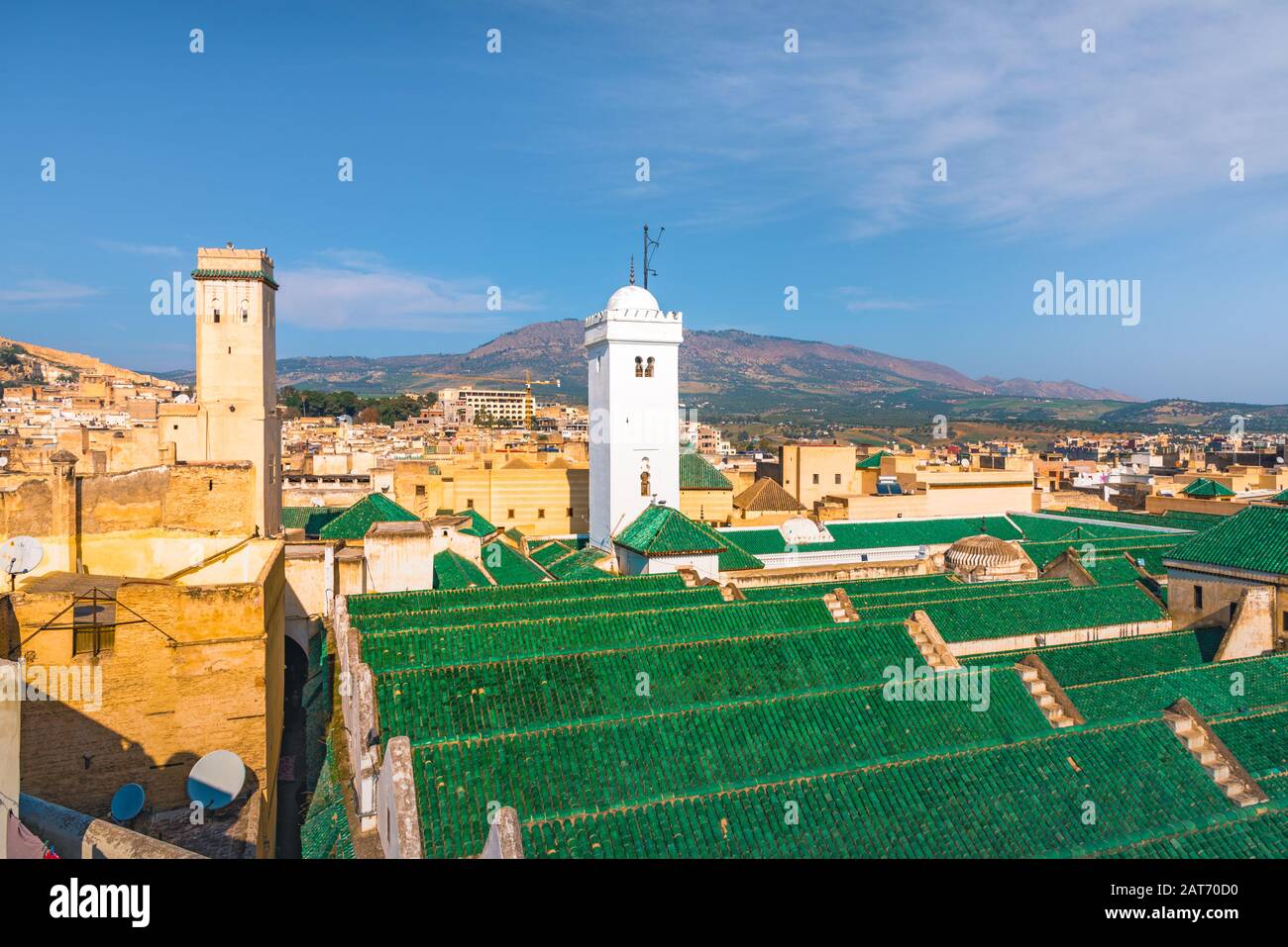 Al-Attarine Madrasa in Fes, Marokko: Alte, traditionelle Koranschule Stockfoto