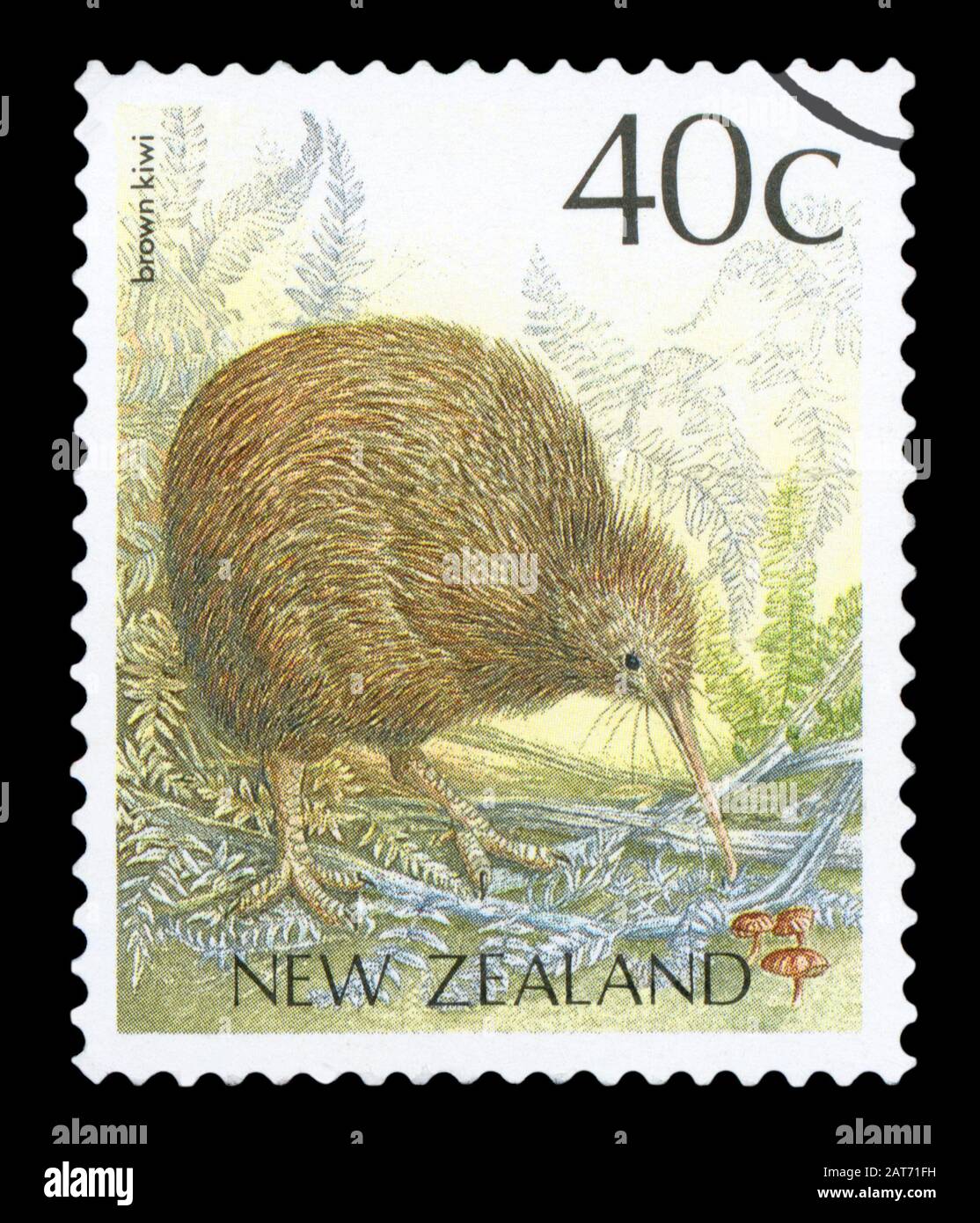 Neuseeland - Briefmarken zeigen den braunen Kiwi Stockfoto