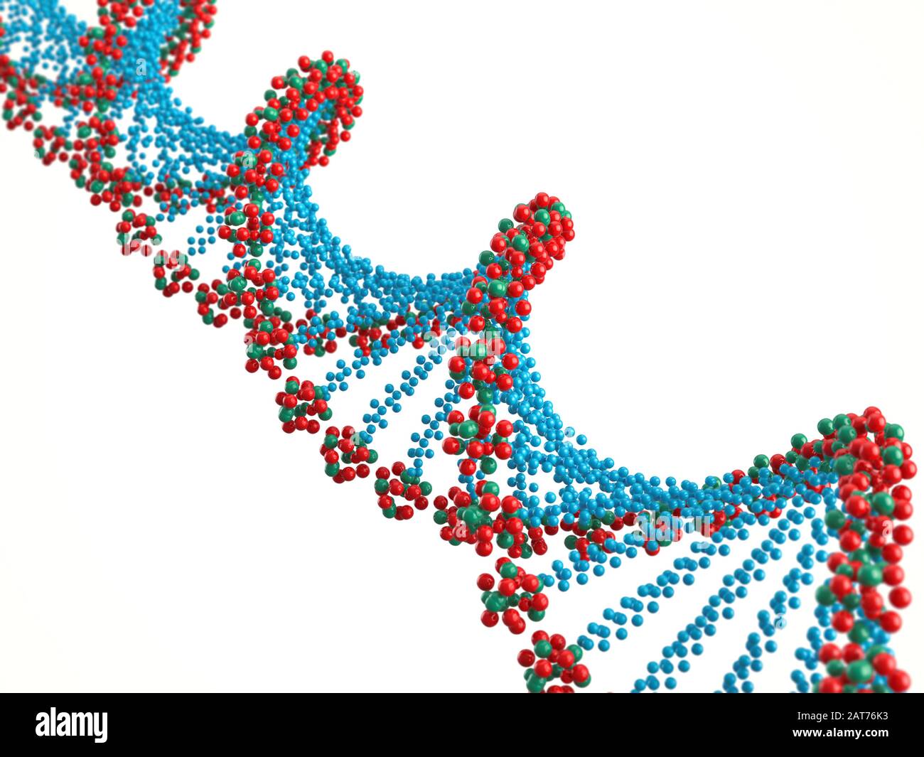Doppelhelix, DNA, Strukturabbildung isoliert auf Weiß Stockfoto