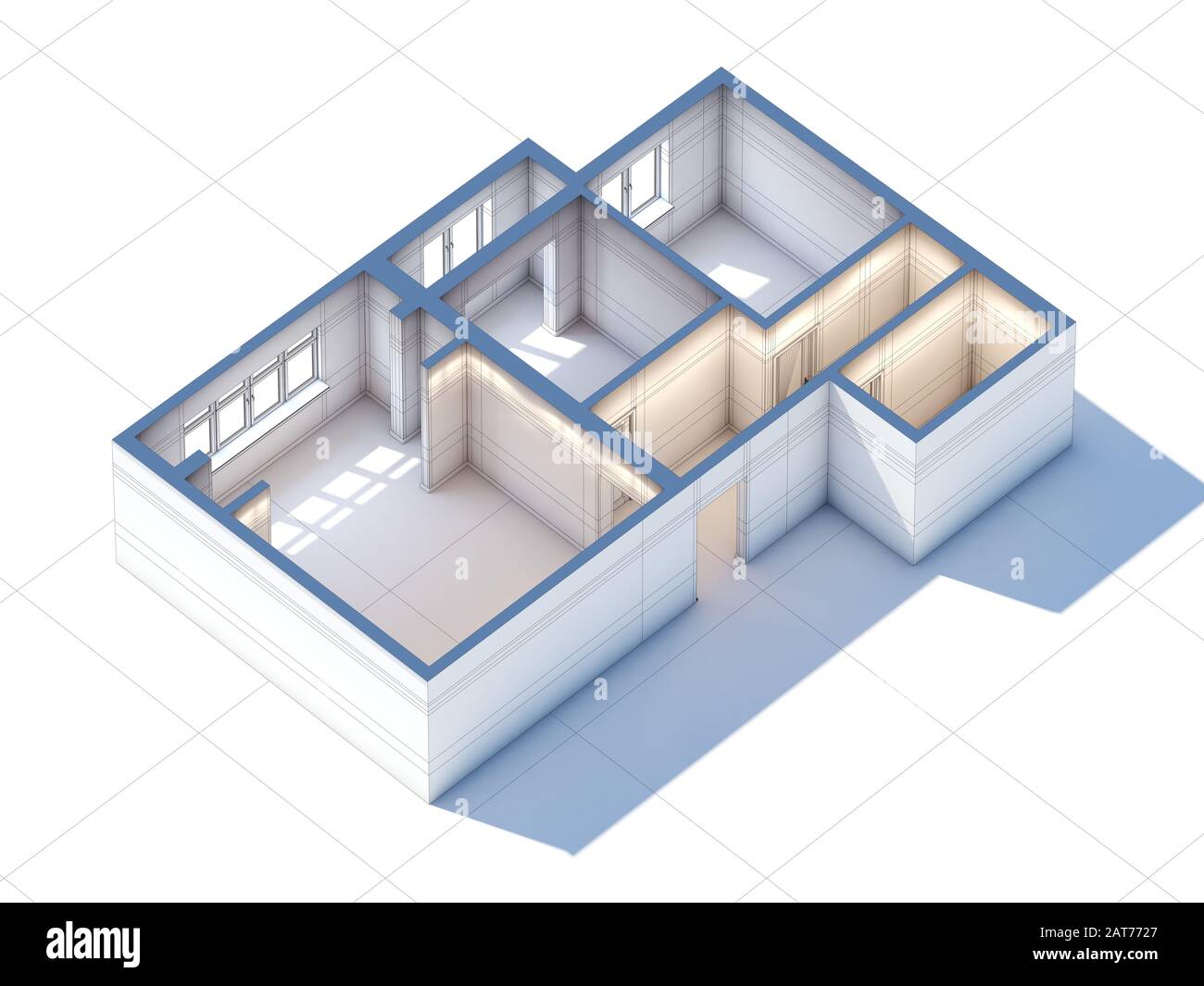 Innenraumgestaltung Skizzenentwurf 3D-Rendering (Luftbild allgemein) Stockfoto