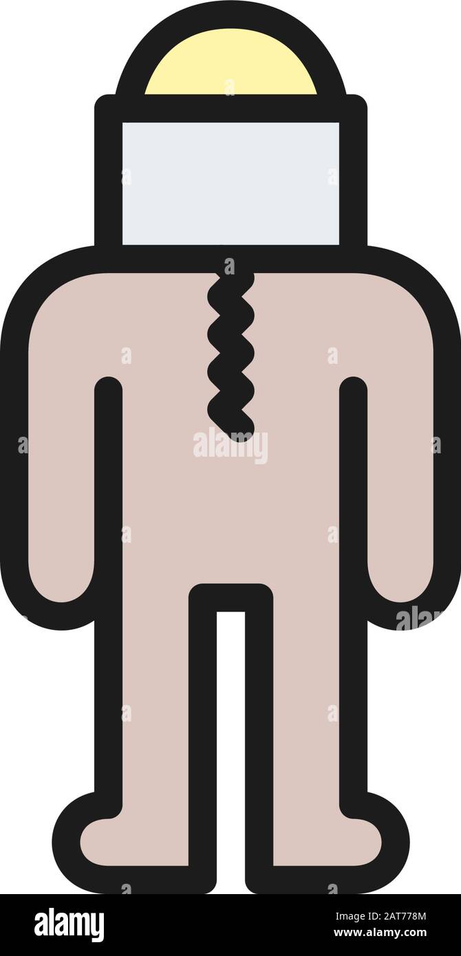 Imker Schutzanzug Symbol mit flacher Farblinie. Stock Vektor