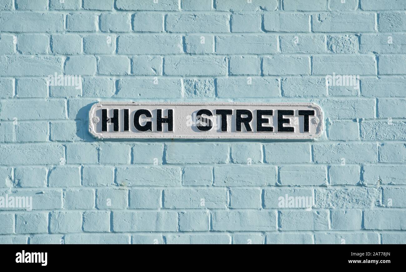 Schild High Street Street in Aldeburgh High Street, Aldeburgh, Suffolk Stockfoto