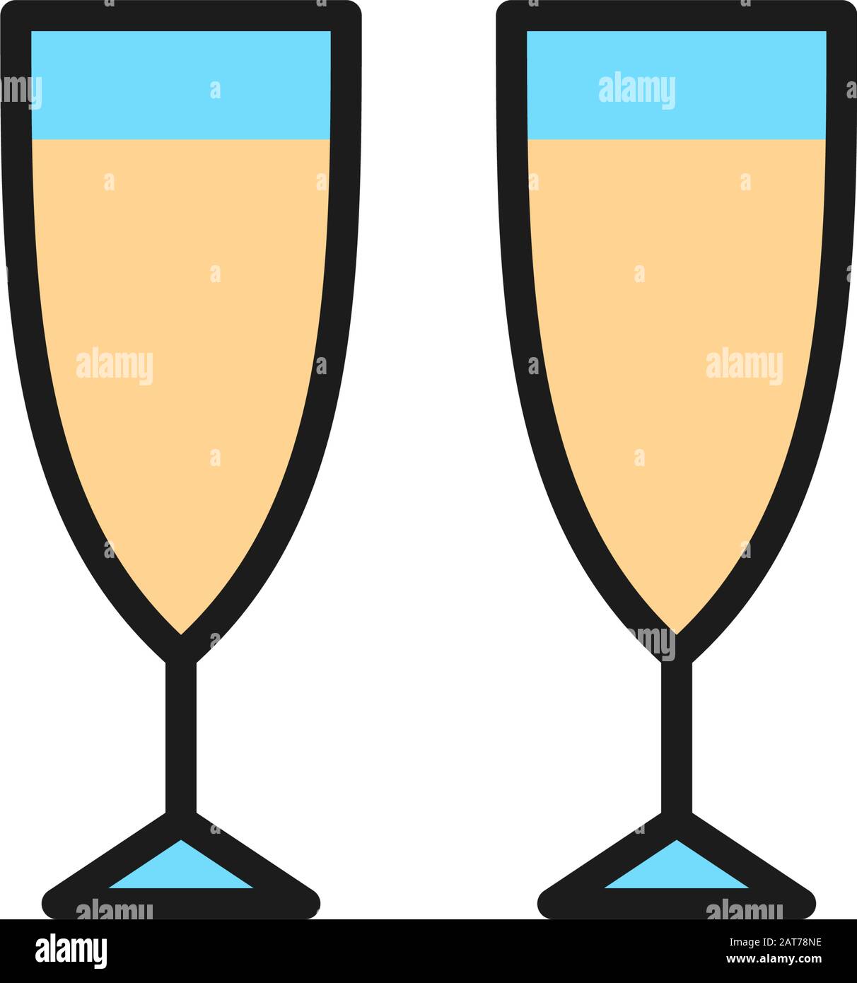 Vector Champagner Gläser Flat Color Line Icon. Stock Vektor