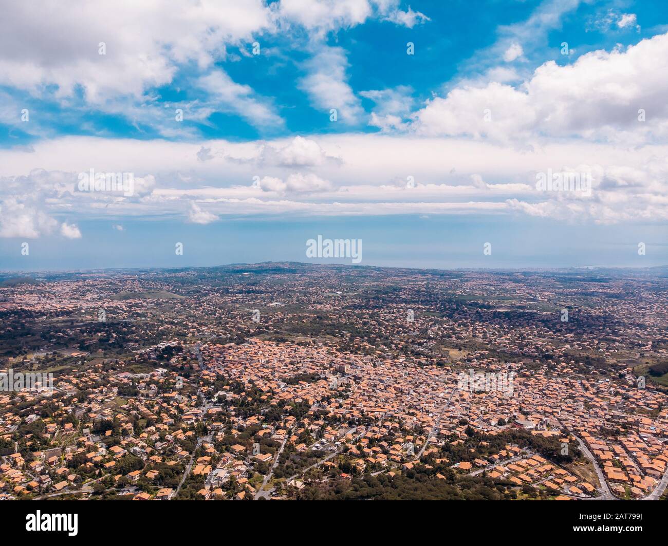 Panoramablick auf die Stadt Catania. Luftbild Stockfoto