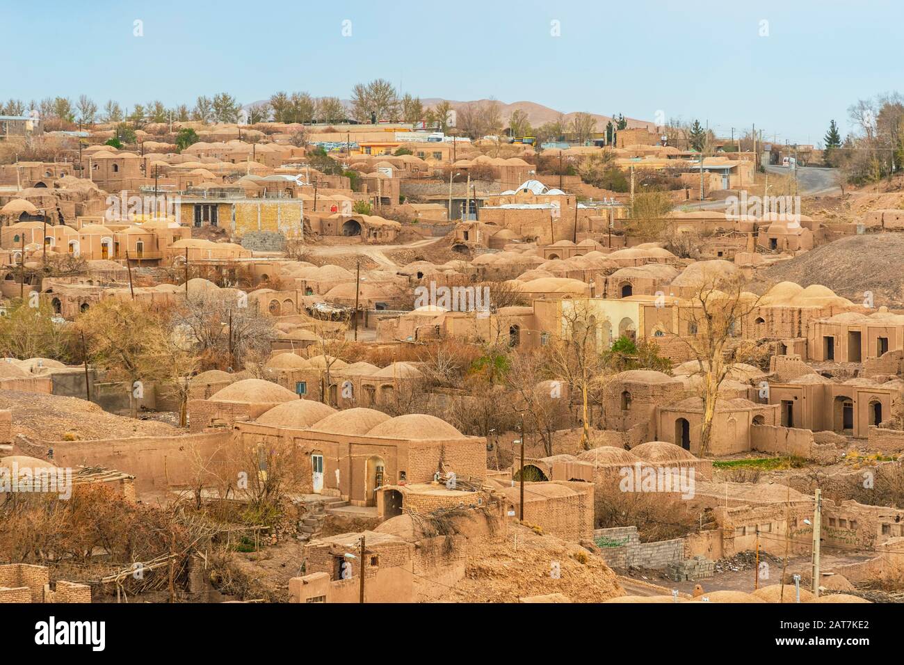 Ruinen, Türme und Mauern der Zitadelle Rayen, Das Größte adobe-gebäude der Welt, Provinz Kerman, Iran Stockfoto