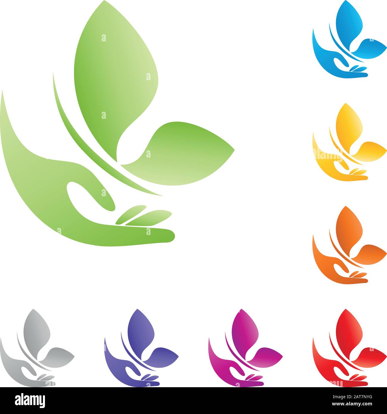 Hand, Schmetterling, Kollektion, Logo Stock Vektor