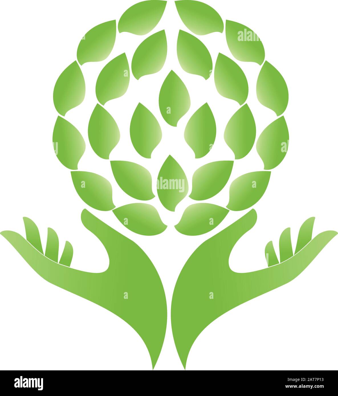 Hände, Blätter, Wellness, Naturpfad, Veganer, Logo Stock Vektor