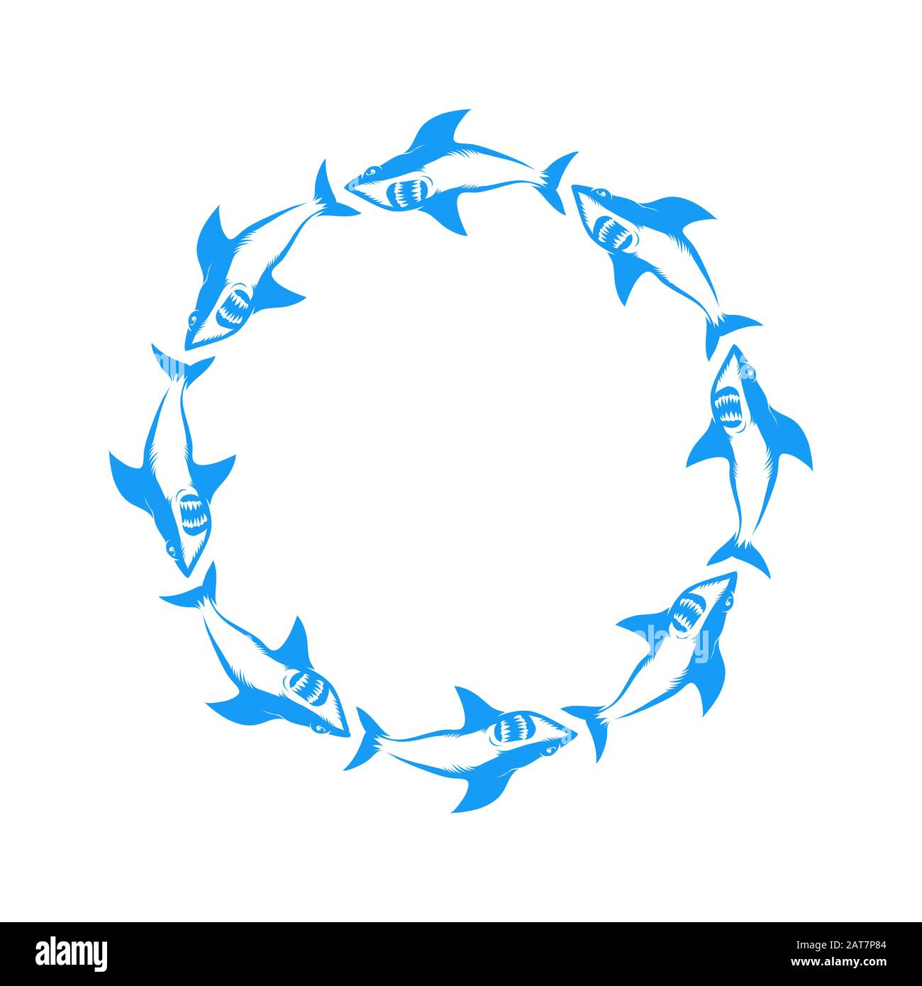 Blaues Shark-Logo Auf weißem Hintergrund Isoliert. Fischtier-Symbol Stock Vektor