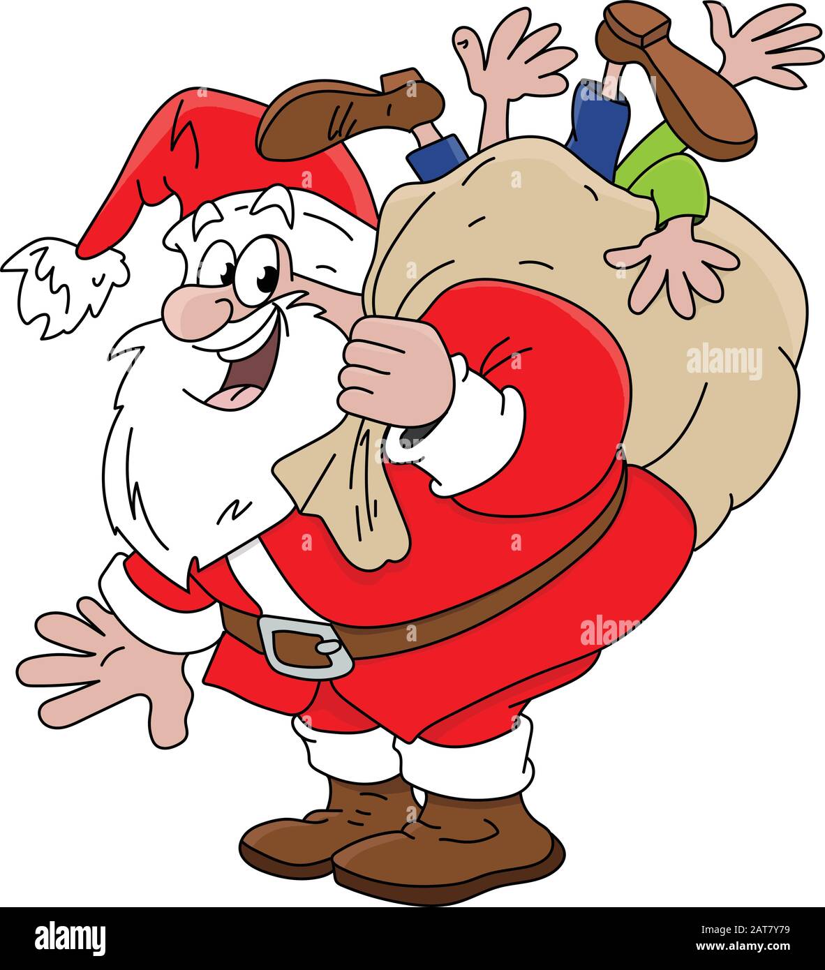Cartoon Santa Claus bringt Menschen ihre geliebten Menschen als Vektor-Illustration Stock Vektor