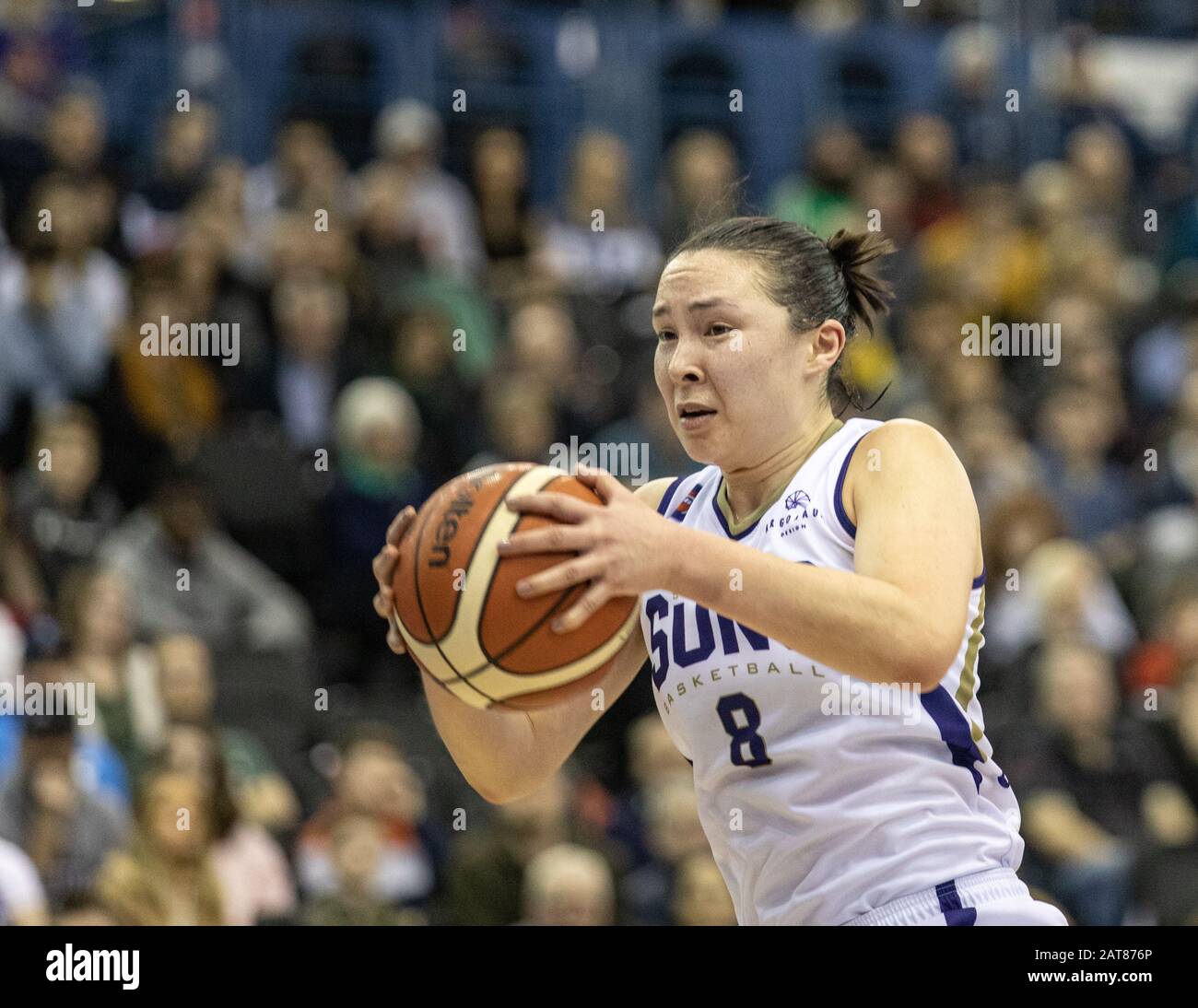 Birmingham, Großbritannien, 26. Januar 2020. Sevenoaks Suns besiegt Durham Palatinates, 74-64, um den WBBL-Pokal in der Arena Birmingham, Birmingham UK zu gewinnen. Copyright Carol Moir. Stockfoto