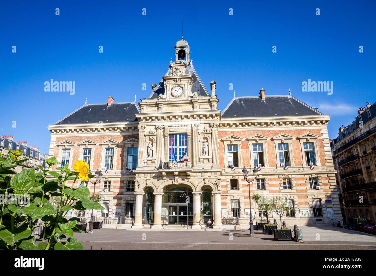 PARIS/FRANKREICH - September 3, 2019: 19 borough Rathaus Stockfoto