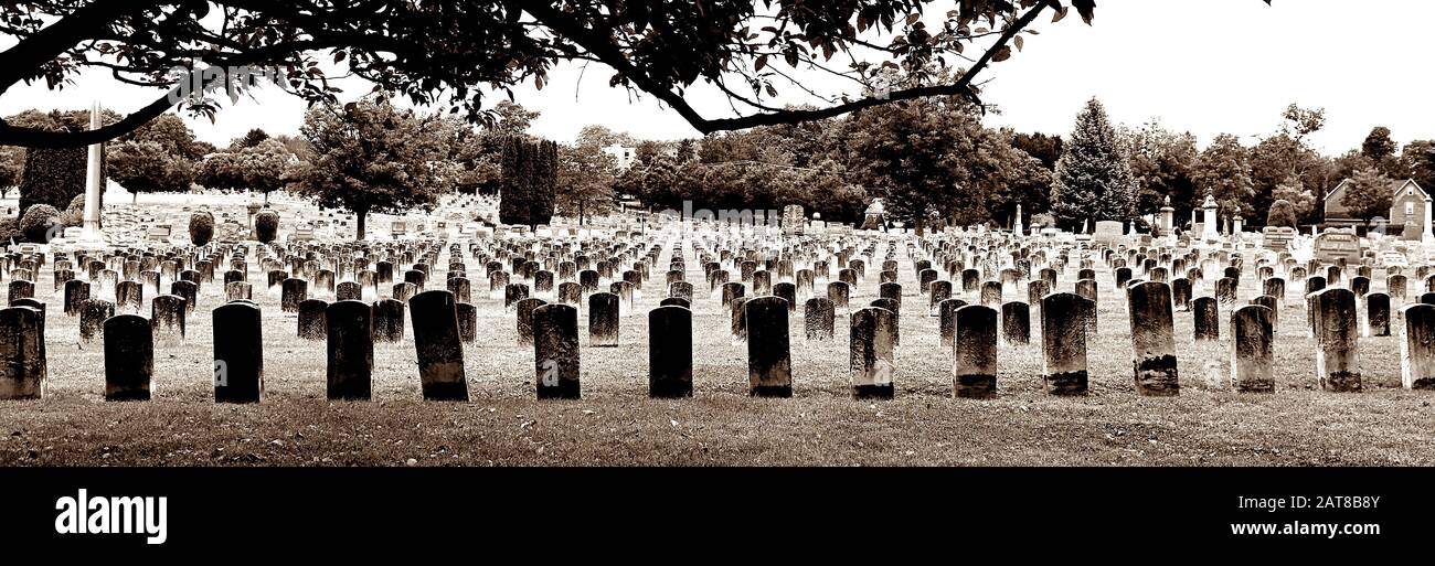 Johnstown, PA, VEREINIGTE STAATEN - 31. August 2017: Eine unheimliche Sicht auf die unbekannten Opfer der Johnstown-Flut von 1889. Stockfoto