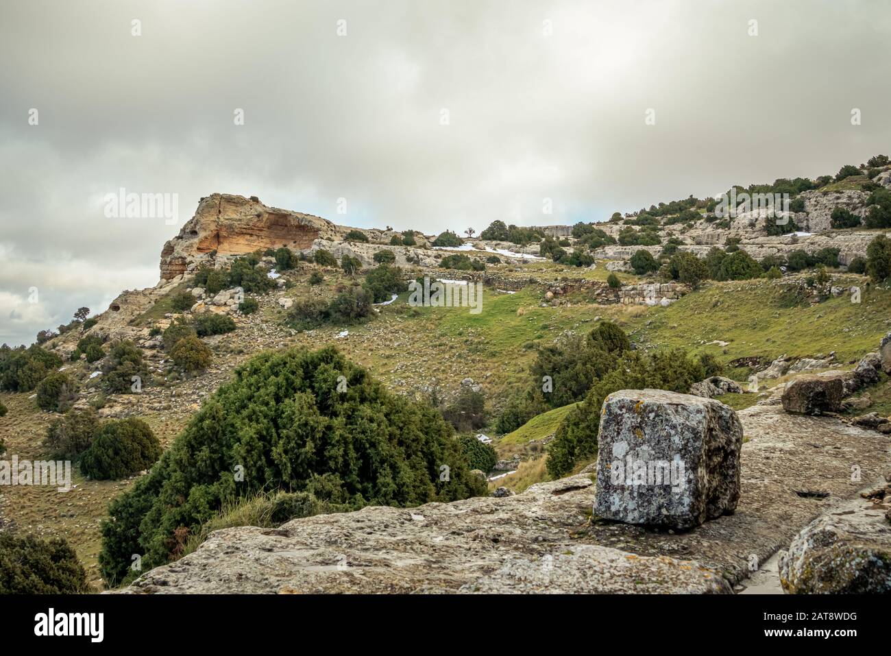 Iberische Siedlung Castellar de Meca, Das Ayora-Cofrentes-Tal. Valencia Spanien Stockfoto