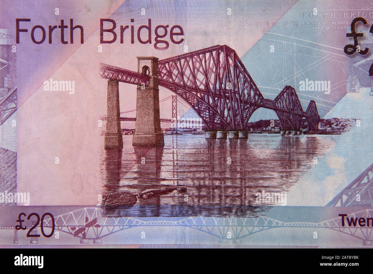Forth Bridge Auf der Rückseite der Bank of Scotland Ten Pound Note dargestellt Stockfoto