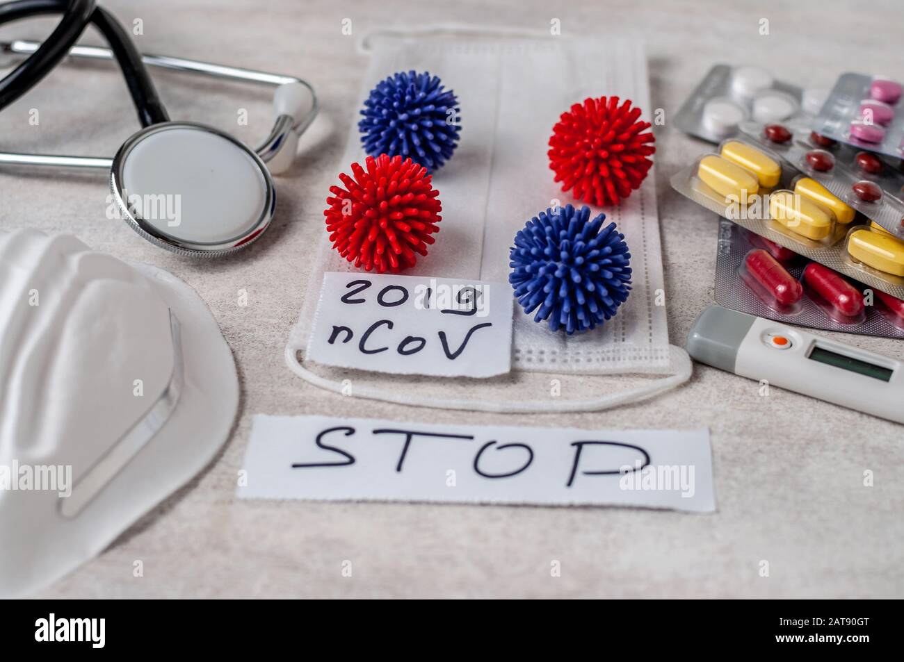 Novel Wuhan coronavirus 2019-nCoV Konzept. Stockfoto